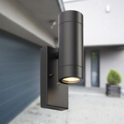 First Choice Lighting Set Of 2 Blaze - Black Outdoor Up Down Photocell Sensor Wall Lights - thumbnail 4