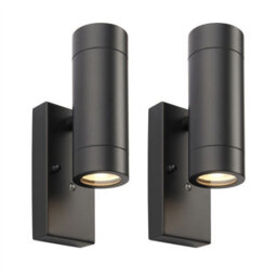 First Choice Lighting Set Of 2 Blaze - Black Outdoor Up Down Photocell Sensor Wall Lights - thumbnail 1