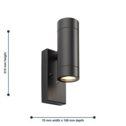 First Choice Lighting Set Of 2 Blaze - Black Outdoor Up Down Photocell Sensor Wall Lights - thumbnail 5