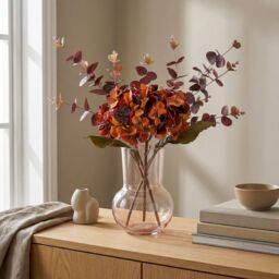 Burnt Orange Hydrangea Single Stem Artificial Flower (H) 470mm - thumbnail 3