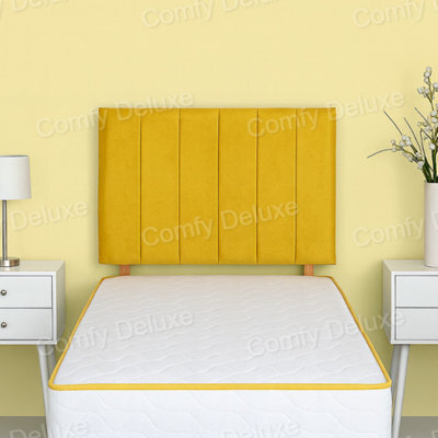 Comfy Deluxe Mustard Plush Velvet 6Ft Superking   Headboard 20 Inches