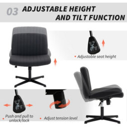 Homcom Linen Criss Cross Legged Office Chair With Tilt Function, Black - thumbnail 6