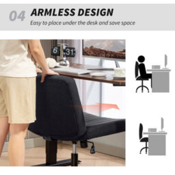 Homcom Linen Criss Cross Legged Office Chair With Tilt Function, Black - thumbnail 7