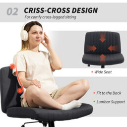 Homcom Linen Criss Cross Legged Office Chair With Tilt Function, Black - thumbnail 5