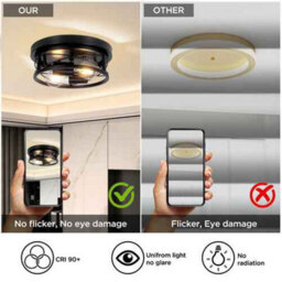 Black Round Flush Ceiling Light, Fitting For Bathroom, Kitchen, Hallway And Living Room - thumbnail 3