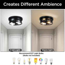 Black Round Flush Ceiling Light, Fitting For Bathroom, Kitchen, Hallway And Living Room - thumbnail 5