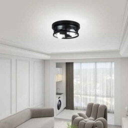 Black Round Flush Ceiling Light, Fitting For Bathroom, Kitchen, Hallway And Living Room - thumbnail 7
