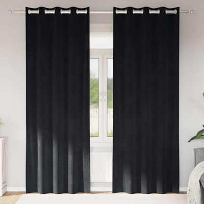 Walplus Curtains With Curtains 2 Pcs Black 140 X 245 Cm Velvet - image 1