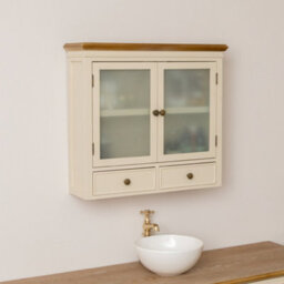 Melody Maison Cream & Wooden Wall Cabinet With Drawers - Claudia Range - thumbnail 3