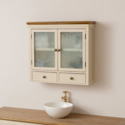 Melody Maison Cream & Wooden Wall Cabinet With Drawers - Claudia Range - thumbnail 2