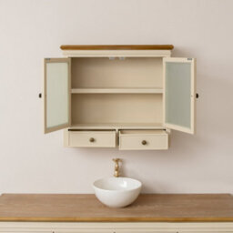 Melody Maison Cream & Wooden Wall Cabinet With Drawers - Claudia Range - thumbnail 7