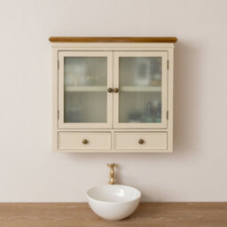 Melody Maison Cream & Wooden Wall Cabinet With Drawers - Claudia Range - thumbnail 1