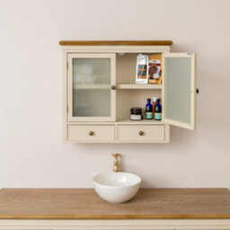 Melody Maison Cream & Wooden Wall Cabinet With Drawers - Claudia Range - thumbnail 8