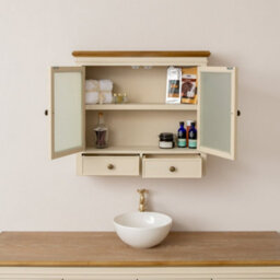 Melody Maison Cream & Wooden Wall Cabinet With Drawers - Claudia Range - thumbnail 9