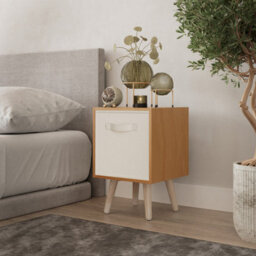Urbn-Living Urbnliving 51Cm Height Beech Wooden Cube Storage Bookcase Cream Inserts Scandinavian Pine Legs