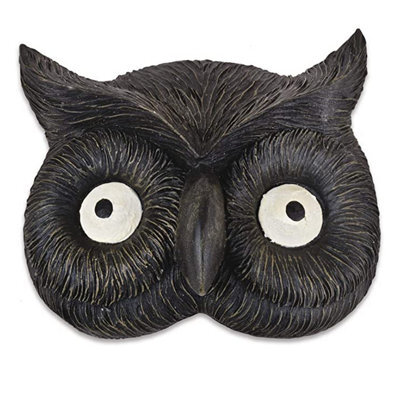 Owl Face Tree, Wall Or Fence Decoration - Weather Resistant Polyresin Black Tawny Barn Owl Animal Sculpture - H16 X W19 X D4.5Cm - image 1