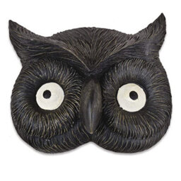 Owl Face Tree, Wall Or Fence Decoration - Weather Resistant Polyresin Black Tawny Barn Owl Animal Sculpture - H16 X W19 X D4.5Cm - thumbnail 1