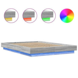 Berkfield Bed Frame With Led Lights Without Mattress Grey Sonoma 140X190Cm - thumbnail 8