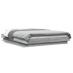 Berkfield Bed Frame With Led Lights Without Mattress Grey Sonoma 140X190Cm - thumbnail 1