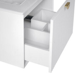 Wyld And Coco Wall Mounted Vanity Unit With Integrated Ceramic Basin White Engineered Wood 60 X 43 Cm Modern Design - thumbnail 8