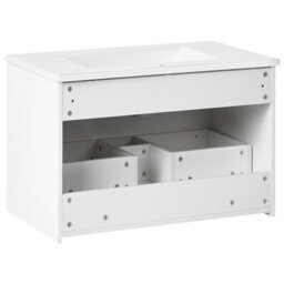 Wyld And Coco Wall Mounted Vanity Unit With Integrated Ceramic Basin White Engineered Wood 60 X 43 Cm Modern Design - thumbnail 6