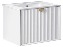 Wyld And Coco Wall Mounted Vanity Unit With Integrated Ceramic Basin White Engineered Wood 60 X 43 Cm Modern Design - thumbnail 3