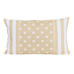 Homescapes Cotton Beige Stripe Border, Stars Rectangular Cushion Cover,30 X 50 Cm