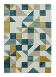 Shapes Green Geometric Modern Jute Backing Rug For Living Room Bedroom And Dining Room-80Cm X 150Cm - thumbnail 5