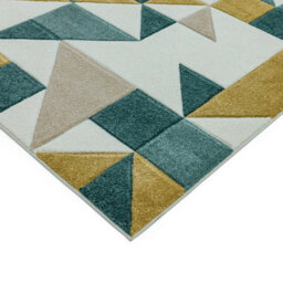 Shapes Green Geometric Modern Jute Backing Rug For Living Room Bedroom And Dining Room-80Cm X 150Cm - thumbnail 2