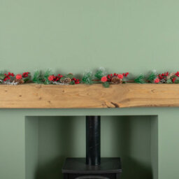 Samuel Alexander 1.5M (150Cm) Christmas Garland With Red Berries, Frosted Apples And Pinecones - thumbnail 1