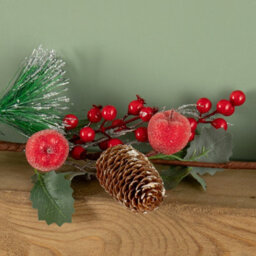 Samuel Alexander 1.5M (150Cm) Christmas Garland With Red Berries, Frosted Apples And Pinecones - thumbnail 8