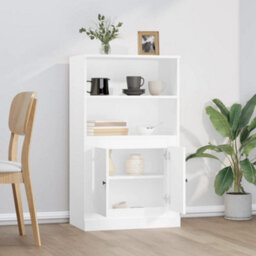 Berkfield Highboard White 60X35.5X103.5 Cm Engineered Wood - thumbnail 3