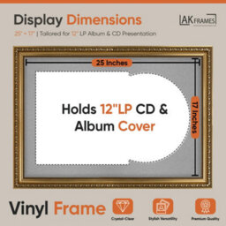 "AK Frames 25X17"" Gold Ornate Vinyl Record Frame With Silver Mount For 12 Inch Lp Cover & Disc - Overlapped Design" - thumbnail 2