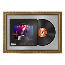 "AK Frames 25X17"" Gold Ornate Vinyl Record Frame With Silver Mount For 12 Inch Lp Cover & Disc - Overlapped Design" - thumbnail 1
