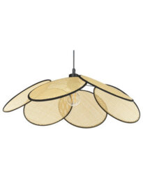 Wyld And Coco Boho Natural Paper Rattan Pendant Lamp With Black Metal Frame, W60 X H150Cm, Warm White Led-Ready - thumbnail 1