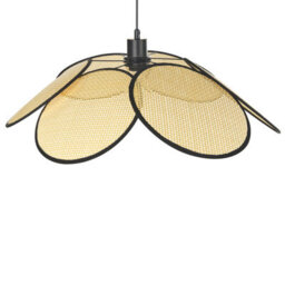 Wyld And Coco Boho Natural Paper Rattan Pendant Lamp With Black Metal Frame, W60 X H150Cm, Warm White Led-Ready - thumbnail 4