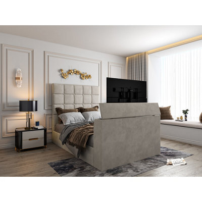 Luther Upholstered Pebble Tv Bed Frame - image 1