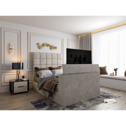 Luther Upholstered  Pebble Tv Bed Frame - thumbnail 1