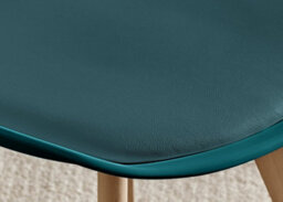 Furniturebox Set Of 2 Dining Chairs - Stockholm Scandi Dining Chairs - Blue Plastic Wood Leg Dining Chairs - Kitchen Dining Room Chairs - thumbnail 7