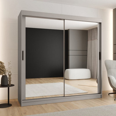 Arte Rubino T3 Sliding Door Wardrobe 200Cm - Cashmere Mirrored Storage For Contemporary Bedrooms - image 1