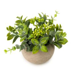 Candlelight 12Cm Herb Pot With Artificial Plant In Pale Grey Ceramic Pot - thumbnail 2