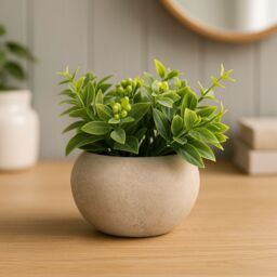 Candlelight 12Cm Herb Pot With Artificial Plant In Pale Grey Ceramic Pot - thumbnail 3
