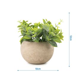 Candlelight 12Cm Herb Pot With Artificial Plant In Pale Grey Ceramic Pot - thumbnail 4