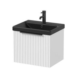 Affine Fluted 500mm Bathroom Vanity Unit Basin Wall Hung Cupboard Soft Close Matt White - thumbnail 5