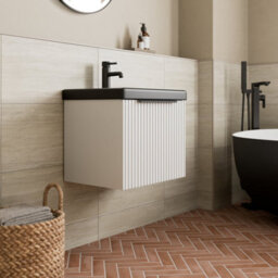 Affine Fluted 500mm Bathroom Vanity Unit Basin Wall Hung Cupboard Soft Close Matt White - thumbnail 3