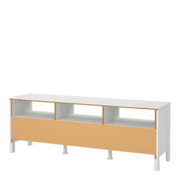 Wyld Haus Wildberry Matt White Tv Unit - 3 Drawers With Leather Handles - thumbnail 5