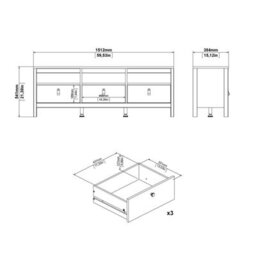Wyld Haus Wildberry Matt White Tv Unit - 3 Drawers With Leather Handles - thumbnail 9