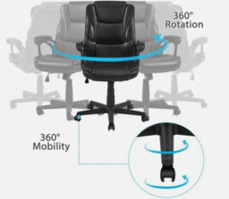 Office Chair Pu Leather Desk Chair Computer Swivel Chair With Back Support Black - thumbnail 6