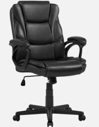 Office Chair Pu Leather Desk Chair Computer Swivel Chair With Back Support Black - thumbnail 1