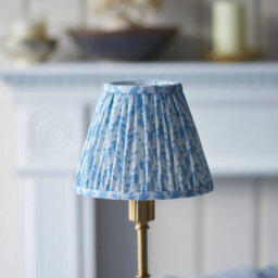 Luminosa Lighting Luminosa Burley Rechargeable Brushed Aged Brass Plate Table Lamp With Shell Bay Blue Fabric Leaf Shade 16Cm Integrated Led - thumbnail 4